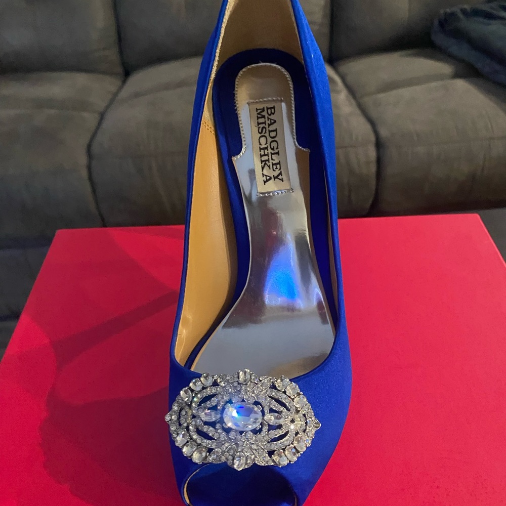 Badgley Mischka Royal Blue Jeweled Heels